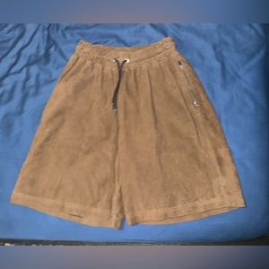 NEW PURPLE BRAND Men's Brown Perforated Suede Sweat Shorts SMALL